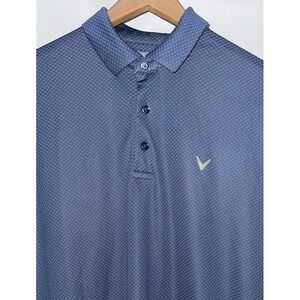 Callaway Men's Large All Over‎ Mini Logo Print UPF Golf Polo Stretch Blue